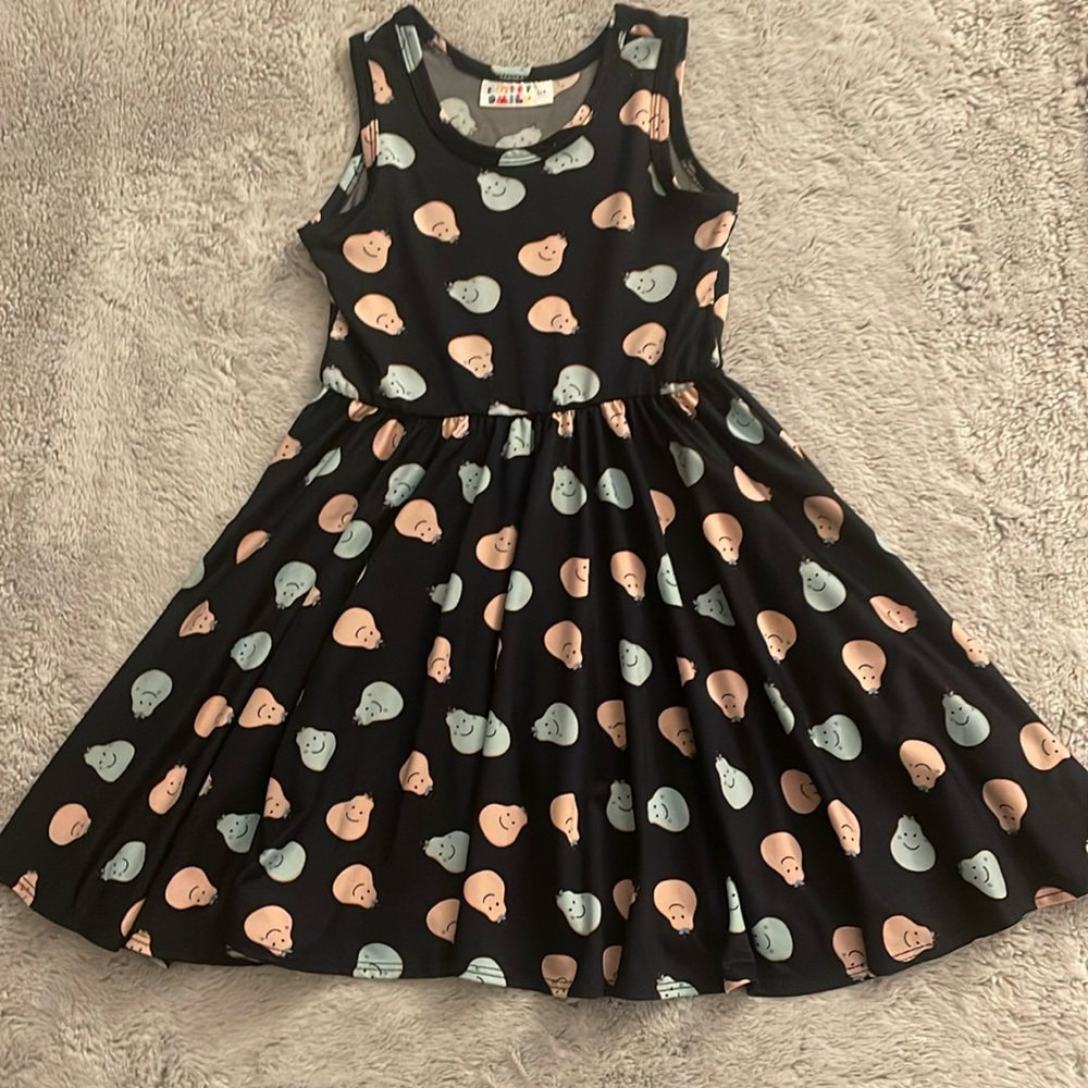 DotDotSmile Pear Faces Sleeveless Dress  SZ 3/4  Twirler
Skater  Navy